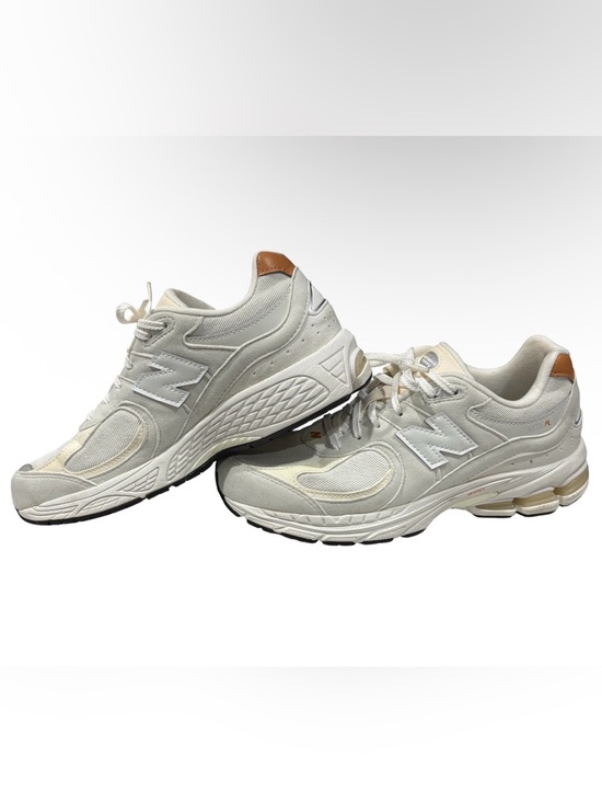New Balance Shoes - New Balance Off-White/Cream Sneakers with Tan Heel Tab